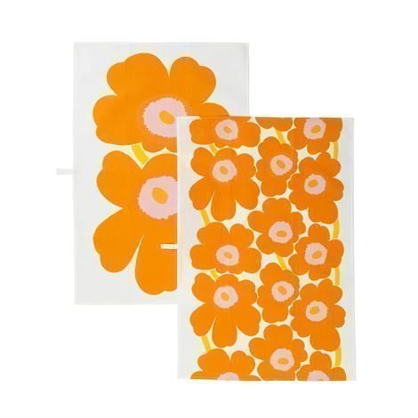 Marimekko Unikko Keittiöpyyhe 2 kpl Oranssi - Keittiö